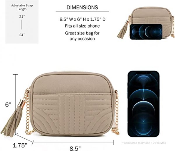 Quilted Crossbody Bags for Women - Stylish Camera Bag with Tassel