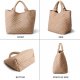 Vegan Leather Tote Bag Large Summer Beach Travel Handbag and Purse Retro Handmade Shoulder Bag
